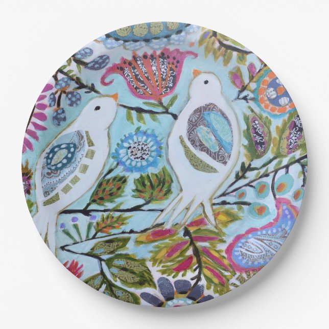 Assiettes En Carton Oiseaux de papier I (Devant)