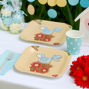 Assiettes En Carton Oiseaux de printemps