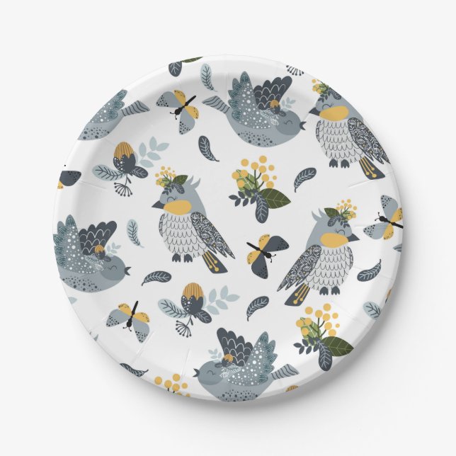 Assiettes En Carton Oiseaux du pays (Devant)