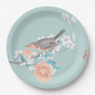 Assiettes En Carton Oiseaux et fleurs