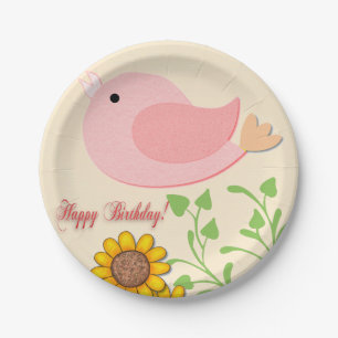 Assiettes En Carton Oiseaux et tournesols Anniversaire