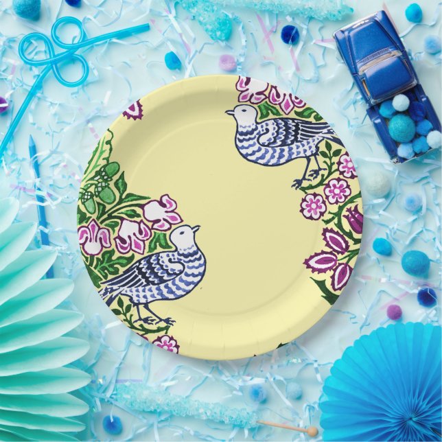 Assiettes En Carton Oiseaux folkloriques Fleurs Acorns (Fête)