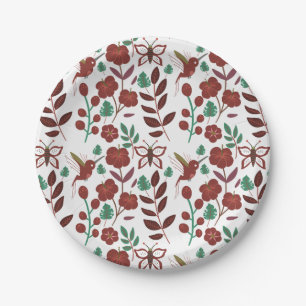 Assiettes En Carton Oiseaux motifs et papillons floraux sans soudure