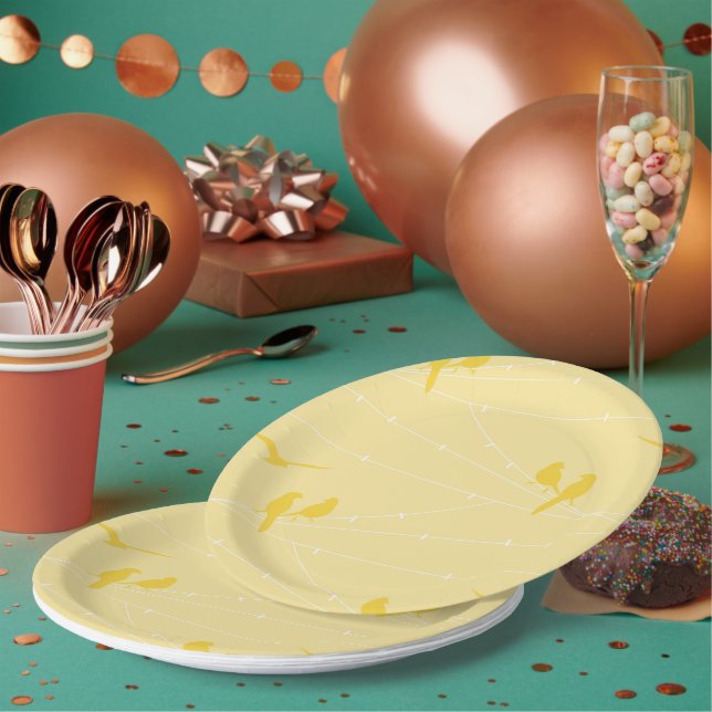 Assiettes En Carton Oiseaux sur un fil (Multi)
