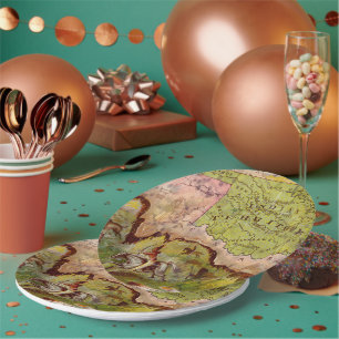 Assiettes En Carton Oklahoma Territoire Indien Carte Vintage