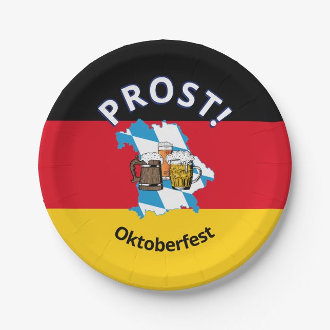 Assiettes En Carton OKTOBERFEST Bières caricaturales Allemagne Bavière (Devant)