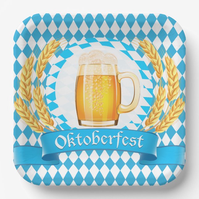 Assiettes En Carton Oktoberfest Frothy Beer Mug (Recto)