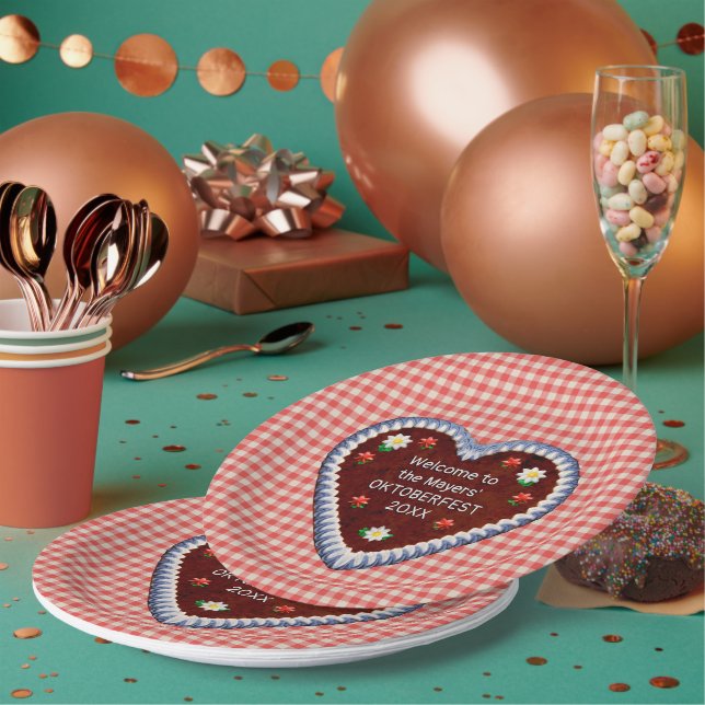 Assiettes En Carton Oktoberfest Heart (personnalisable) (Multi)