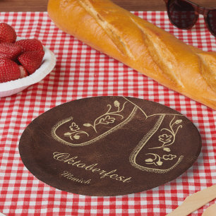 Assiettes En Carton Oktoberfest Lederhosen Broderie Bavaroise Papier