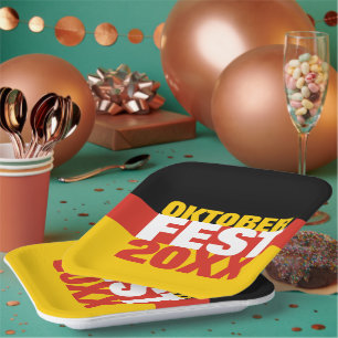 Assiettes En Carton Oktoberfest Octoberfest drapeau allemand