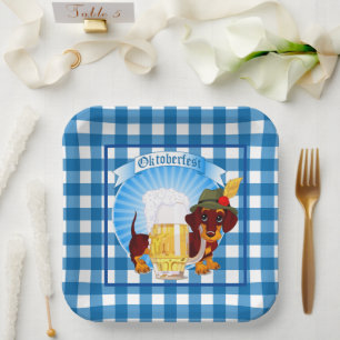 Assiettes En Carton Oktoberfest Wiener Dog 
