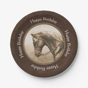 Assiettes En Carton Old West Quarter Horse Sepia Brown