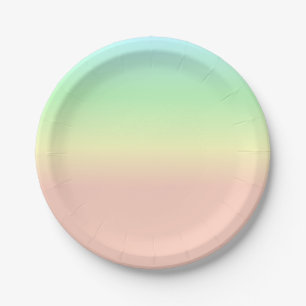 Assiettes En Carton Ombre Arc-en-ciel Abstrait Pastel Motif rose