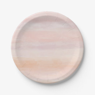Assiettes En Carton Ombre d'aquarelle couleur rose pâle de la plume d