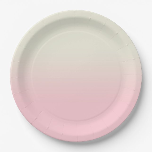 Assiettes En Carton Ombre doux pour bébé rose et ivoire (Devant)