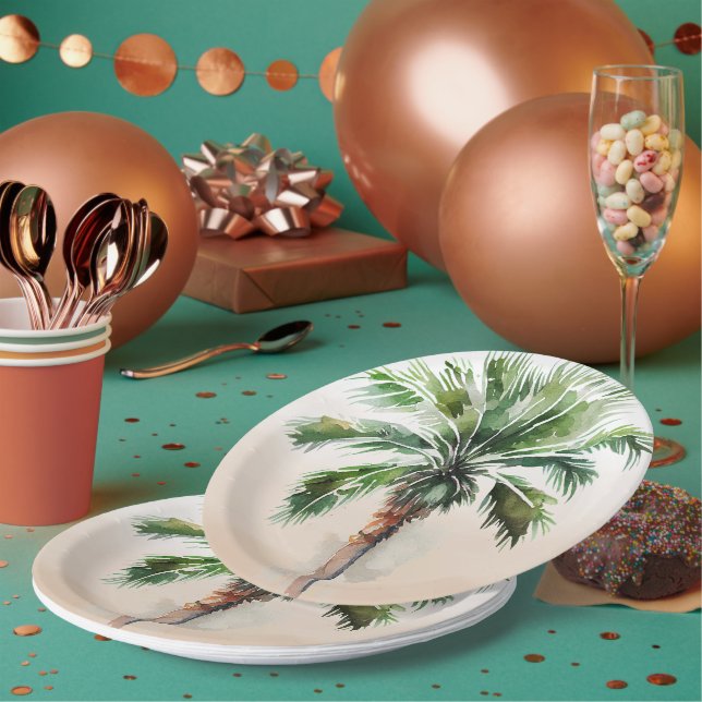 Assiettes En Carton Ombre tropicale de palmier (Multi)