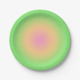 Assiettes En Carton Ombre vintage Aura Vert jaune rose