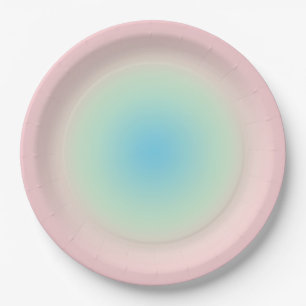 Assiettes En Carton Ombre vintage bleu rose Aura