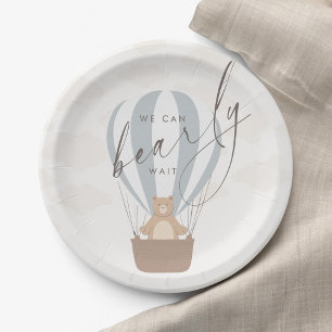 Assiettes En Carton On Peut Attendre   Baby Boy Blue Balloon Douche