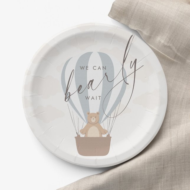 Assiettes En Carton On Peut Attendre | Baby Boy Blue Balloon Douche (Créateur téléchargé)