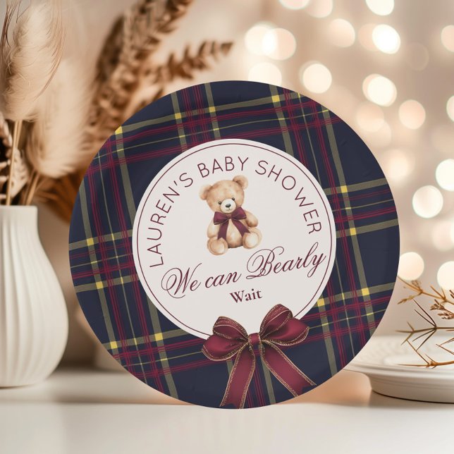 Assiettes En Carton On peut attendre le Baby shower d'ours en peluche  (Créateur téléchargé)