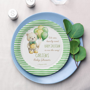 Assiettes En Carton On peut attendre le baby shower d'ours en peluche