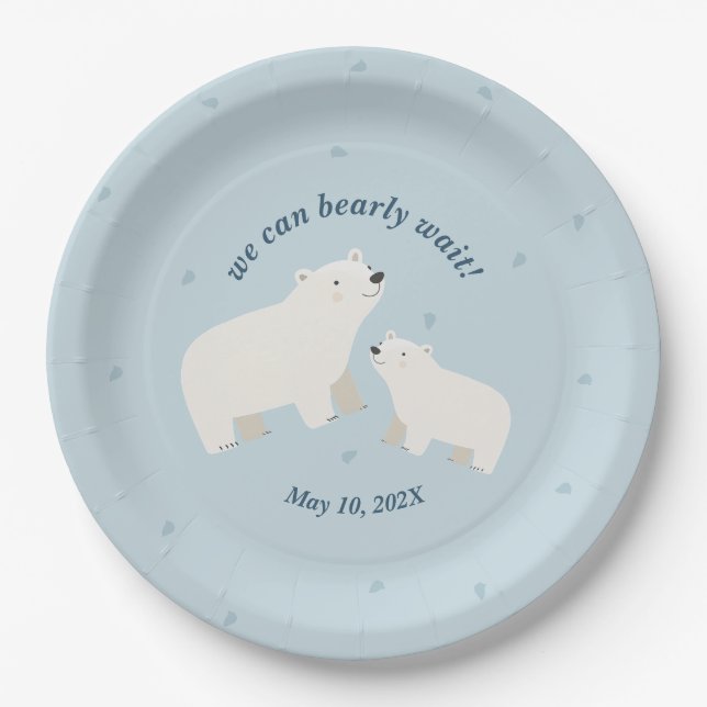 Assiettes En Carton On peut attendre le baby shower Plaque papier (Devant)