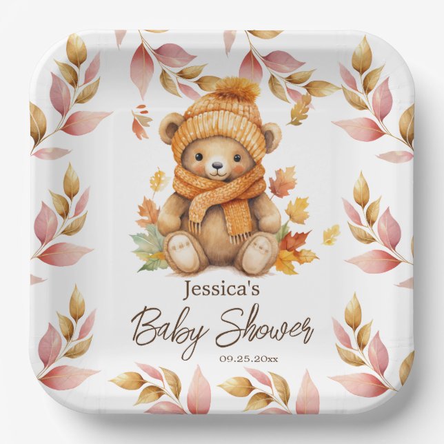 Assiettes En Carton On peut attendre le Baby shower rose (Recto)