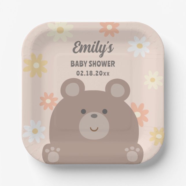 Assiettes En Carton On Peut Attendre Les Filles Baby showers De Fille  (Recto)