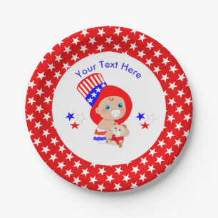 Assiettes En Carton Oncle patriotique Sam American Baby Personnalisé