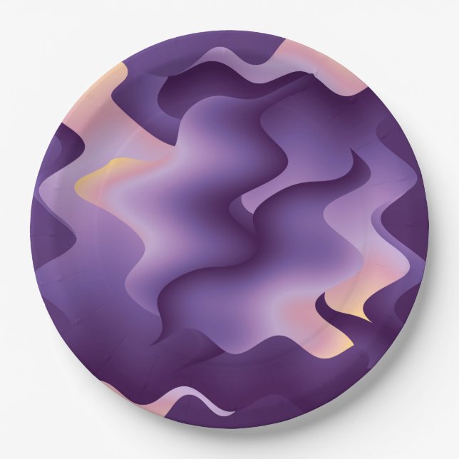 Assiettes En Carton Ondes violettes (Devant)