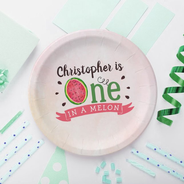 Assiettes En Carton One In A Melon 1er Anniversaire (Créateur téléchargé)