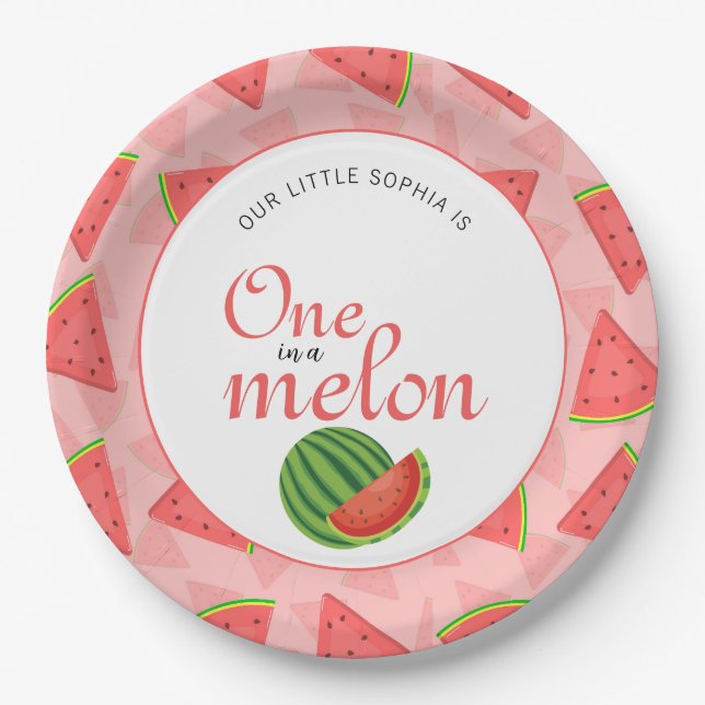 Assiettes En Carton One In A Melon 1er Birthday Party Watermelon (Devant)