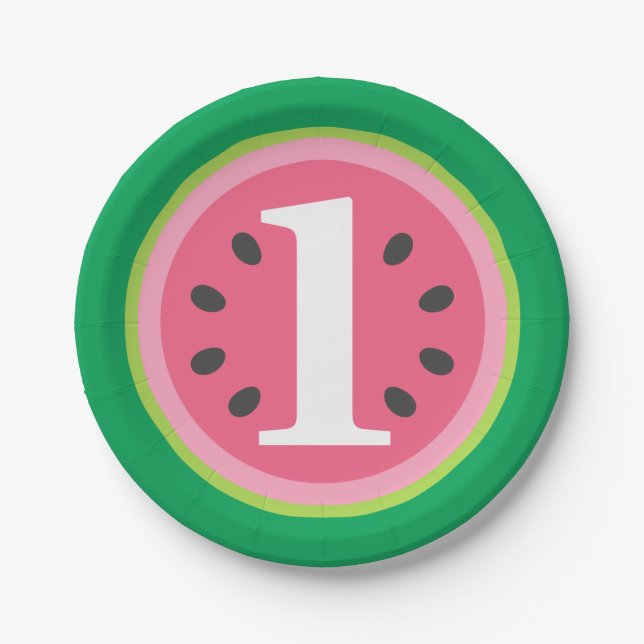 Assiettes En Carton One in a Melon Watermelon Baby Girl 1er anniversai (Devant)