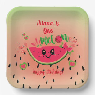 Assiettes En Carton One In a Melon Watermelon Girl's First Birthday