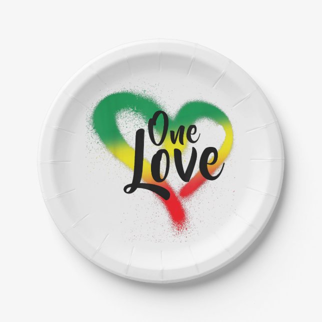 Assiettes En Carton One Love One Heart Reggae Vibes (Devant)