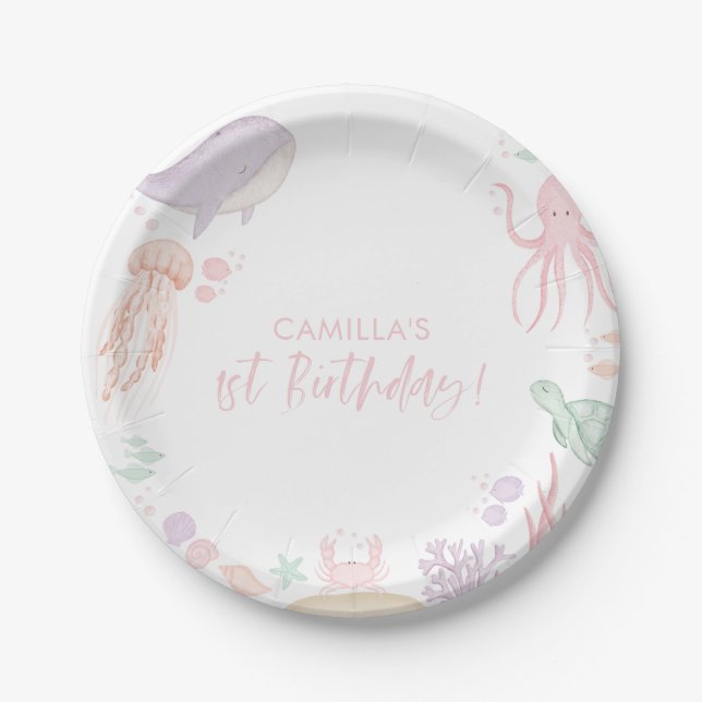 Assiettes En Carton Oneder The Sea Girls 1er anniversaire (Devant)