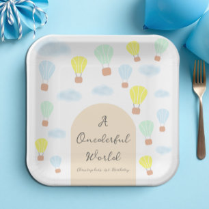 Assiettes En Carton Onederder World Hot Air Balloon 1er anniversaire