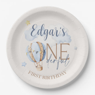 Assiettes En Carton ONEderful 1st Birthday Hot Air Balloon Plaque de p