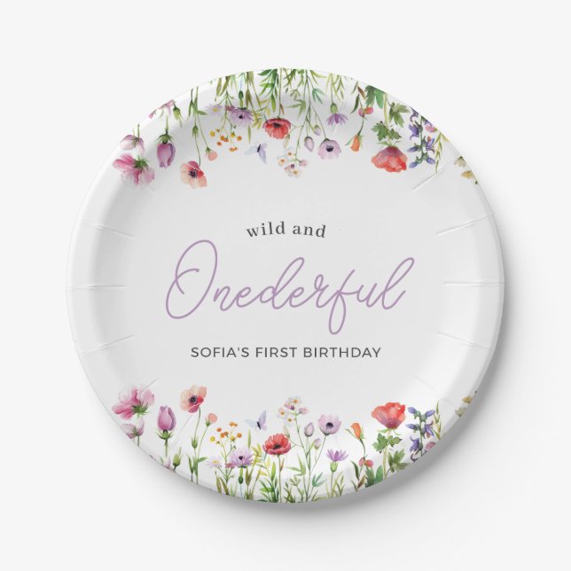 Assiettes En Carton Onederful Wildflower First Birthday Paper Plate (Devant)