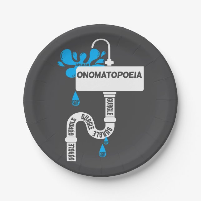 Assiettes En Carton Onomatopoeia écriture ou poésie créative (Devant)