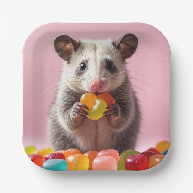 Assiettes En Carton Opossum Manger Gummy Sweeties (Recto)