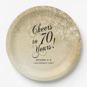Assiettes En Carton Or 70 ans élégant en or