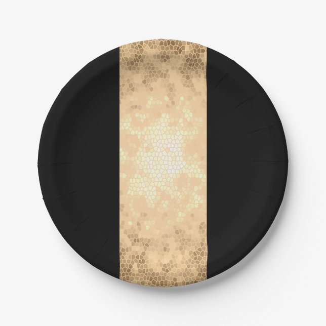Assiettes En Carton or clair élégant de faux et rayures noires (Devant)