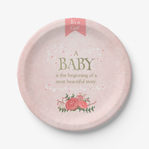 Assiettes En Carton Or de rose de fille de baby shower de plaques à
