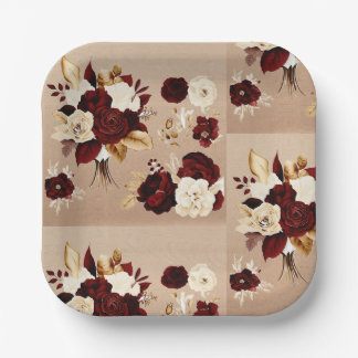 Assiettes En Carton Or et Bourgogne