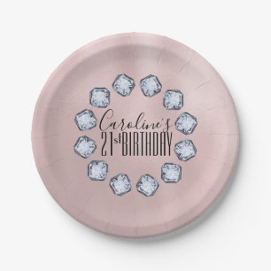 Assiettes En Carton Or Rose de luxe Verre Texture Anniversaire