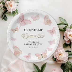 Assiettes En Carton Or rose Il Me Donne Des Papillons
