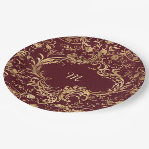Assiettes En Carton Or rouge Vintage or orange
