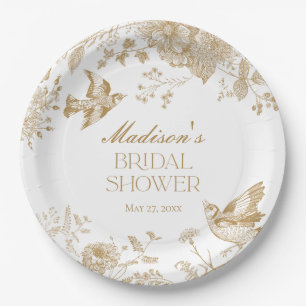Assiettes En Carton Or Toile De Jouy Vintage Floral Mariage Shower